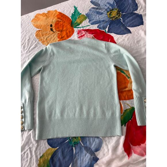 Burberry Brit 100% Cashmere Sweater Turquoise Gold Button Size M - Picture 9 of 9